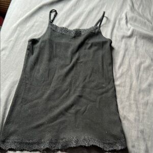 Cotton Black Lace Trim Cami Tank Top